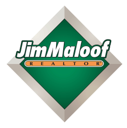 A green and white logo for Jim Maloof Realtor.