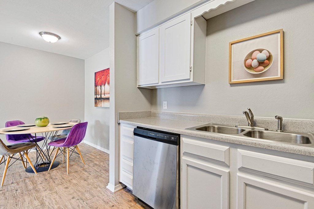 A kitchen with a dishwasher and a sink.