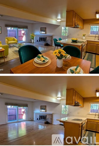 A kitchen with wooden cabinets and a large island with a sink.