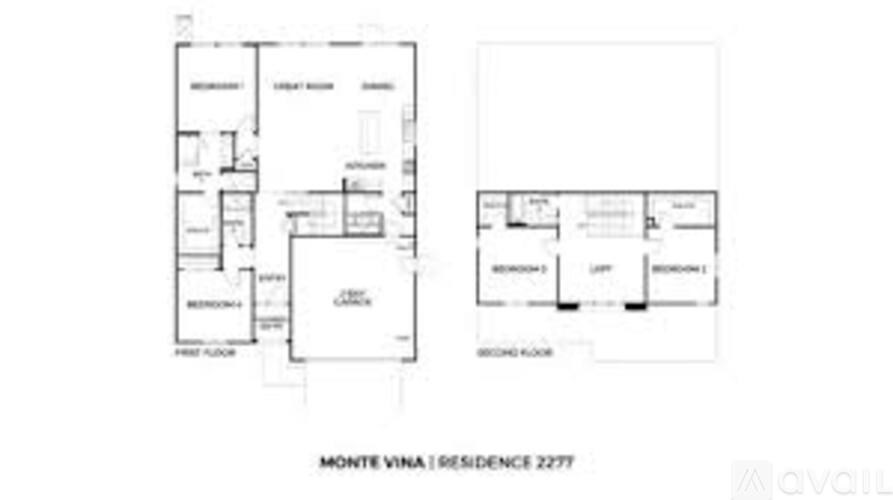 Floor plan of a residence with two bedrooms and two bathrooms.