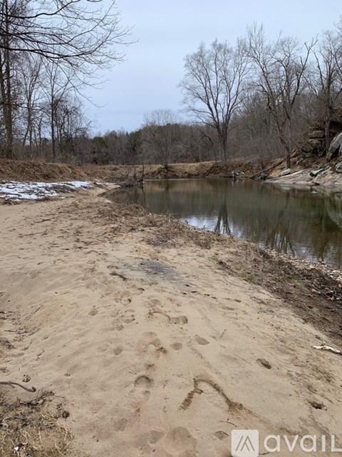 A riverbank with footprints leading to a body of water.
