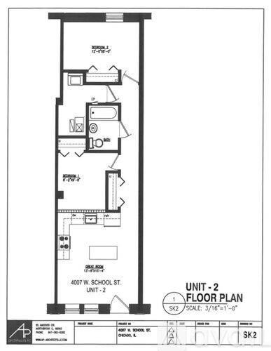 A floor plan for Unit 2 shows a layout with a kitchen, living room, and two bedrooms.