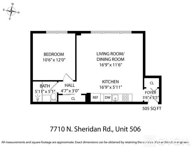 A floor plan for a unit at 7710 N. Sheridan Rd.