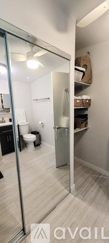 A bathroom with a toilet, sink, and a walk-in closet.