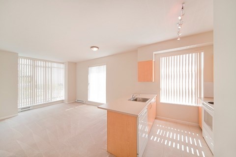 A kitchen with a sink and a window.