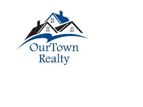 A logo for OurTown Realty featuring a stylized house.