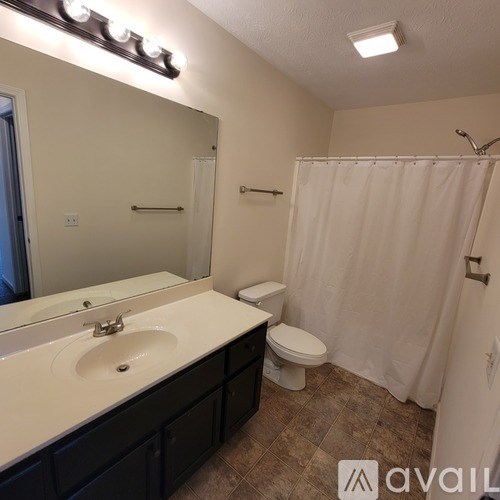A bathroom with a sink, toilet, and shower.