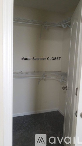 A white door with a sign that says "Master Bedroom CLOSET" on the glass.
