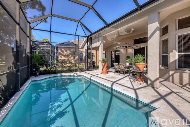 A pool in a covered outdoor area.