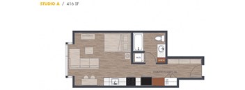 Studio Floor Plan at Metro Line Flats, Seattle, WA, 98122