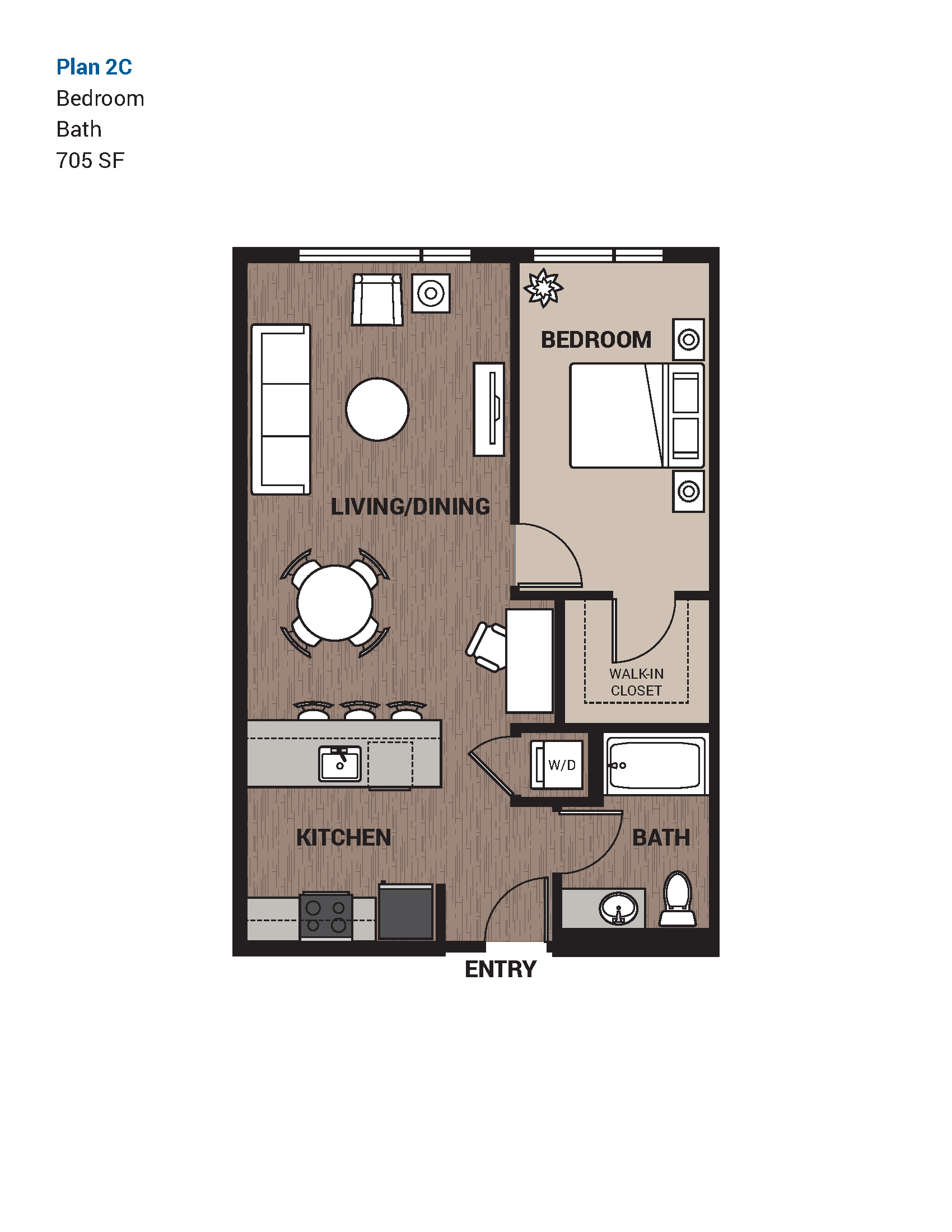 One Bedroom Plan 2C at Upton Flats, Seattle