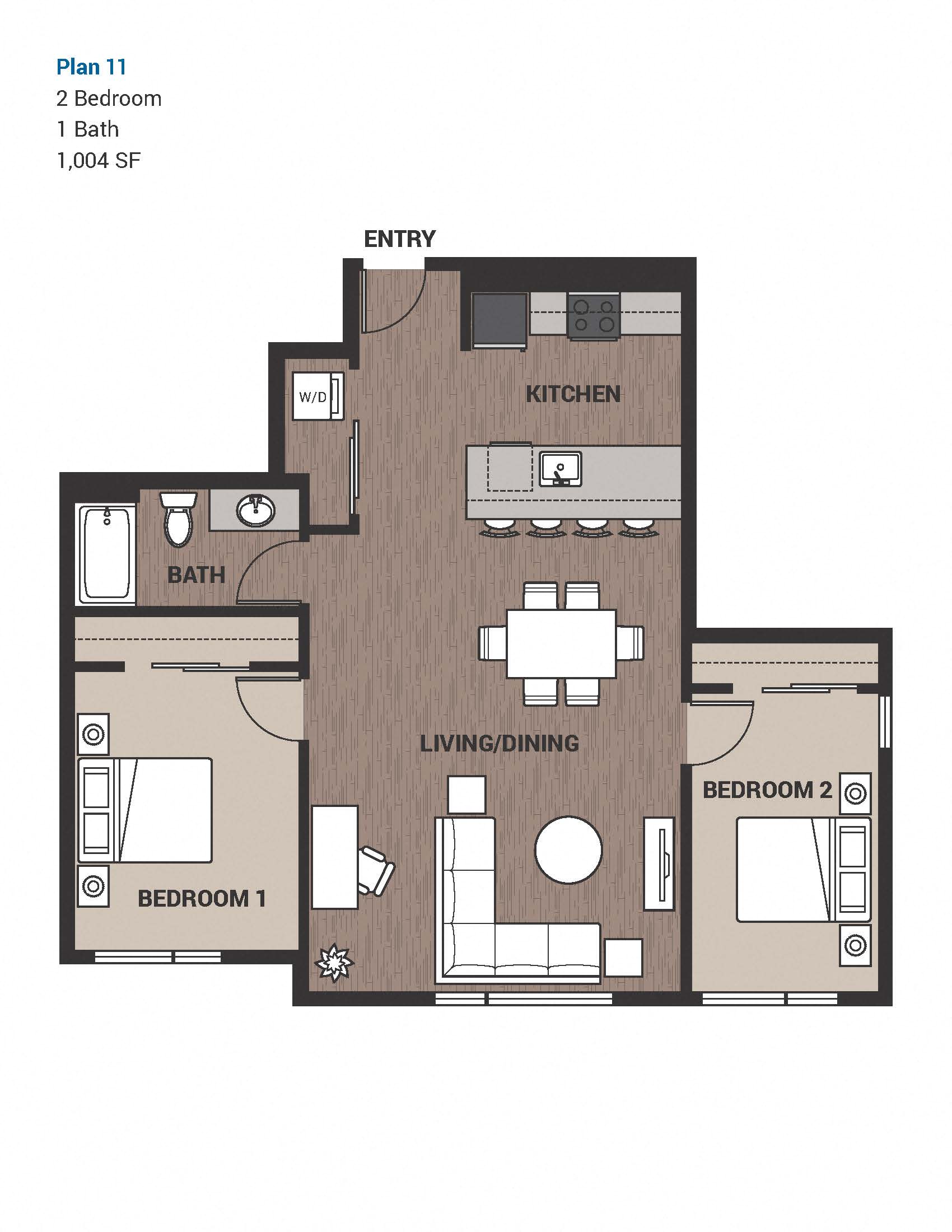 Two Bedroom Plan 11A at Upton Flats, Seattle