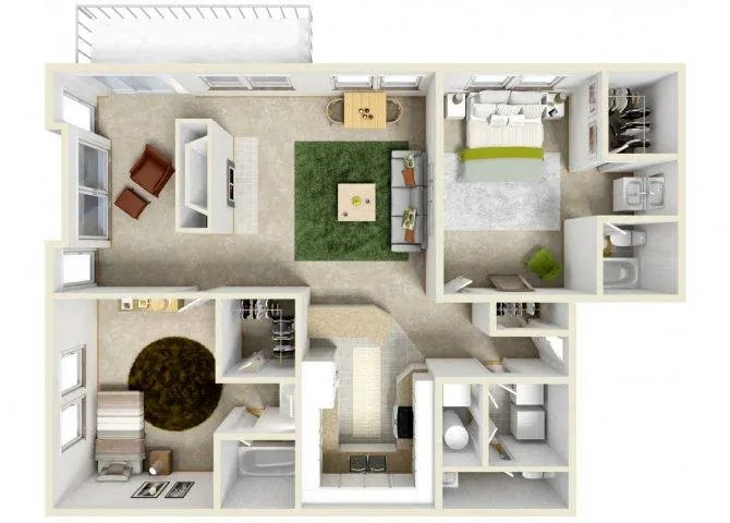 2 Bedroom Floor Plan at Brighton Way, Smyrna