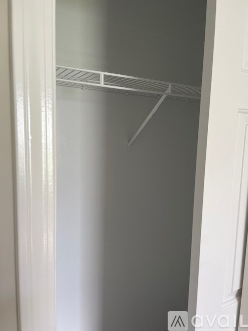 Empty white closet with shelves.