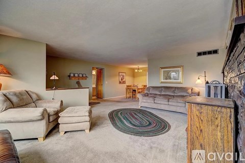 A living room with a rug and a couch.