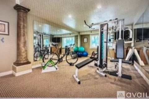 A well-equipped home gym with a variety of exercise equipment.
