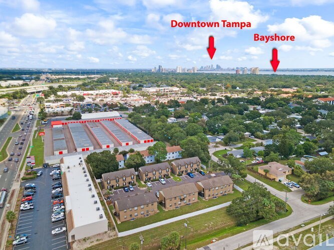 An aerial view of a city with Downtown Tampa and Bayshore labeled.