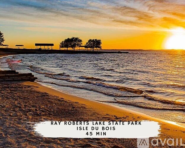 A beautiful beach scene at Ray Roberts Lake State Park in Isle Du Bois.