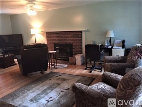 A living room with a fireplace and a couch.