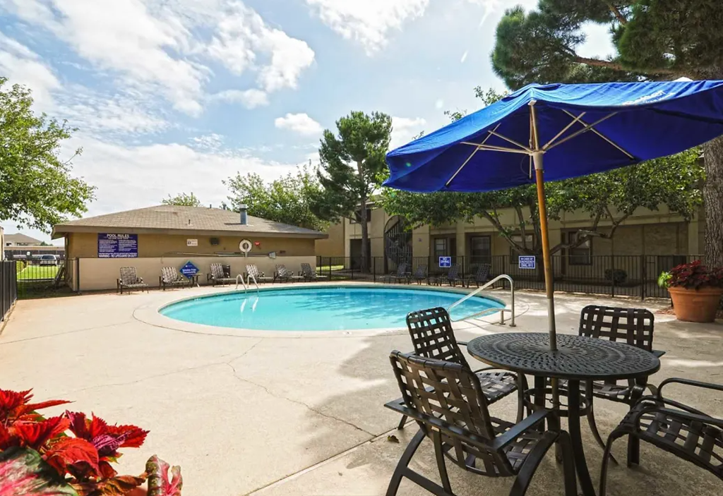 our apartments have a resort style pool and patio