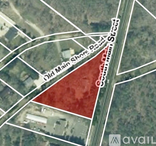 A map shows a red area between two streets.