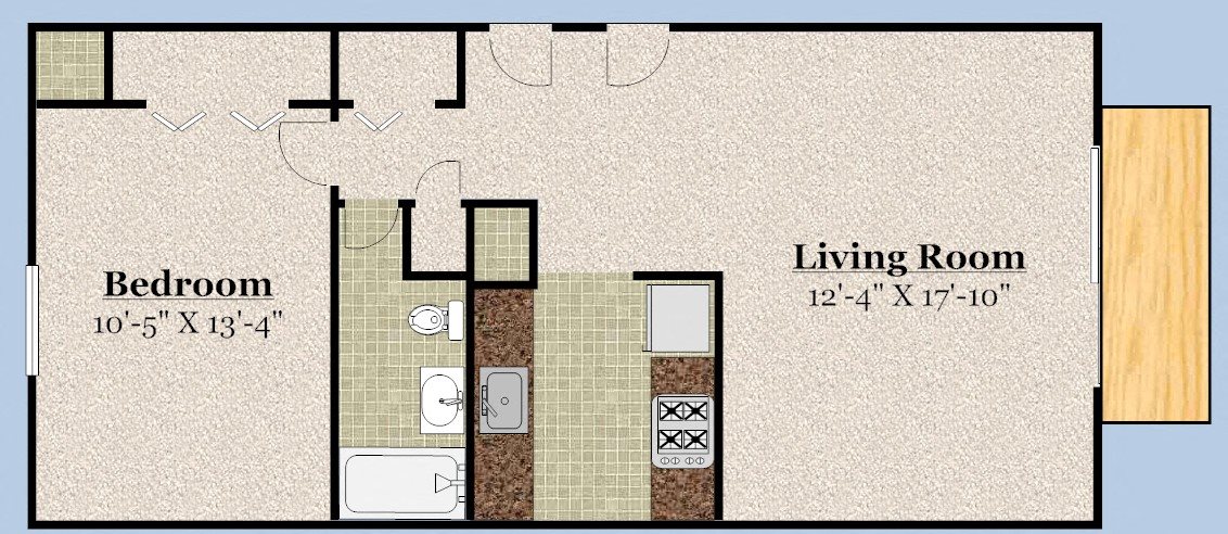 One Bedroom Floor Plan 1