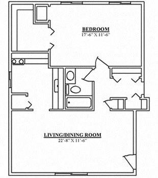 One Bedroom Floor Plan 1