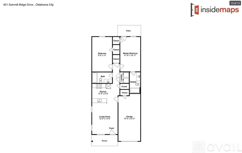 A floor plan of a building at 401 Summit Ridge Drive, Oklahoma City is displayed.