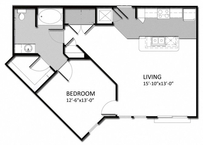 A-2 1Bedroom Floor Plan 4
