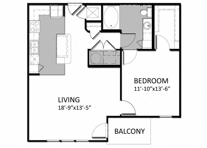 A-3 1Bedroom - Corner Floor Plan 8