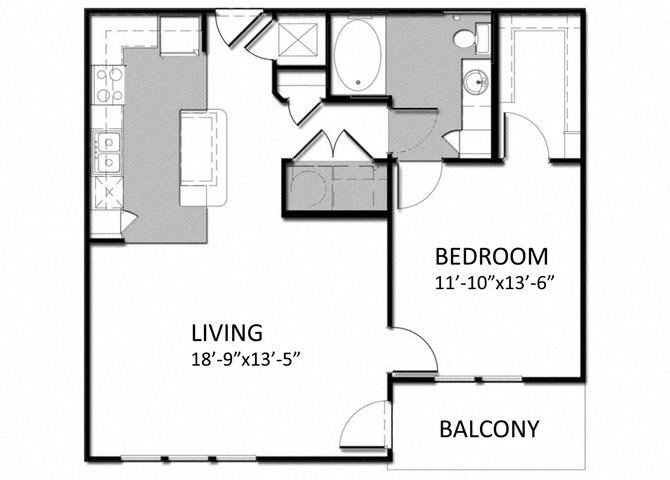 A-3 1Bedroom Floor Plan 6
