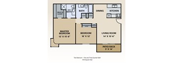 2 bedroom 1 3/4 bath
