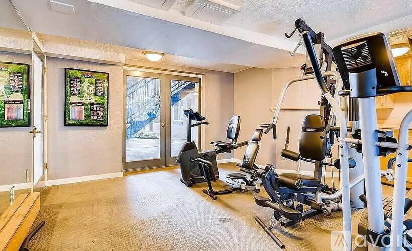 A well-equipped gym with a variety of exercise machines.