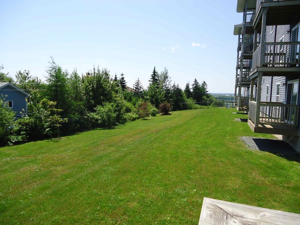 A grassy field with a building on the right side.