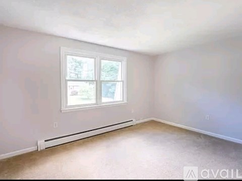 A room with a window and a radiator on the wall.