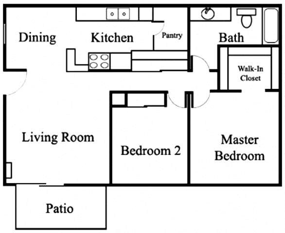 2BR/1BA Floorplan 2BR/1BA Floorplan at Sage Creek