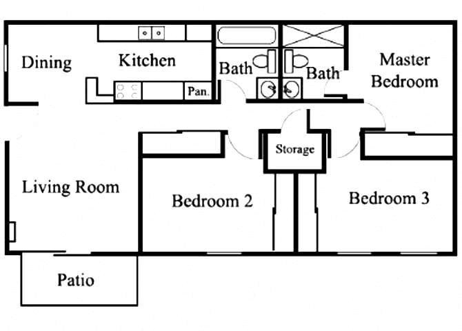 3BR/2BA Floorplan 3BR/2BA Floorplan at Sage Creek