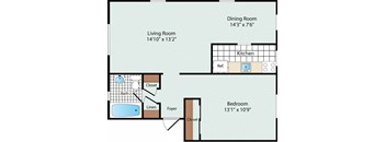 1 Bedroom Floorplan at Olde Salem Village