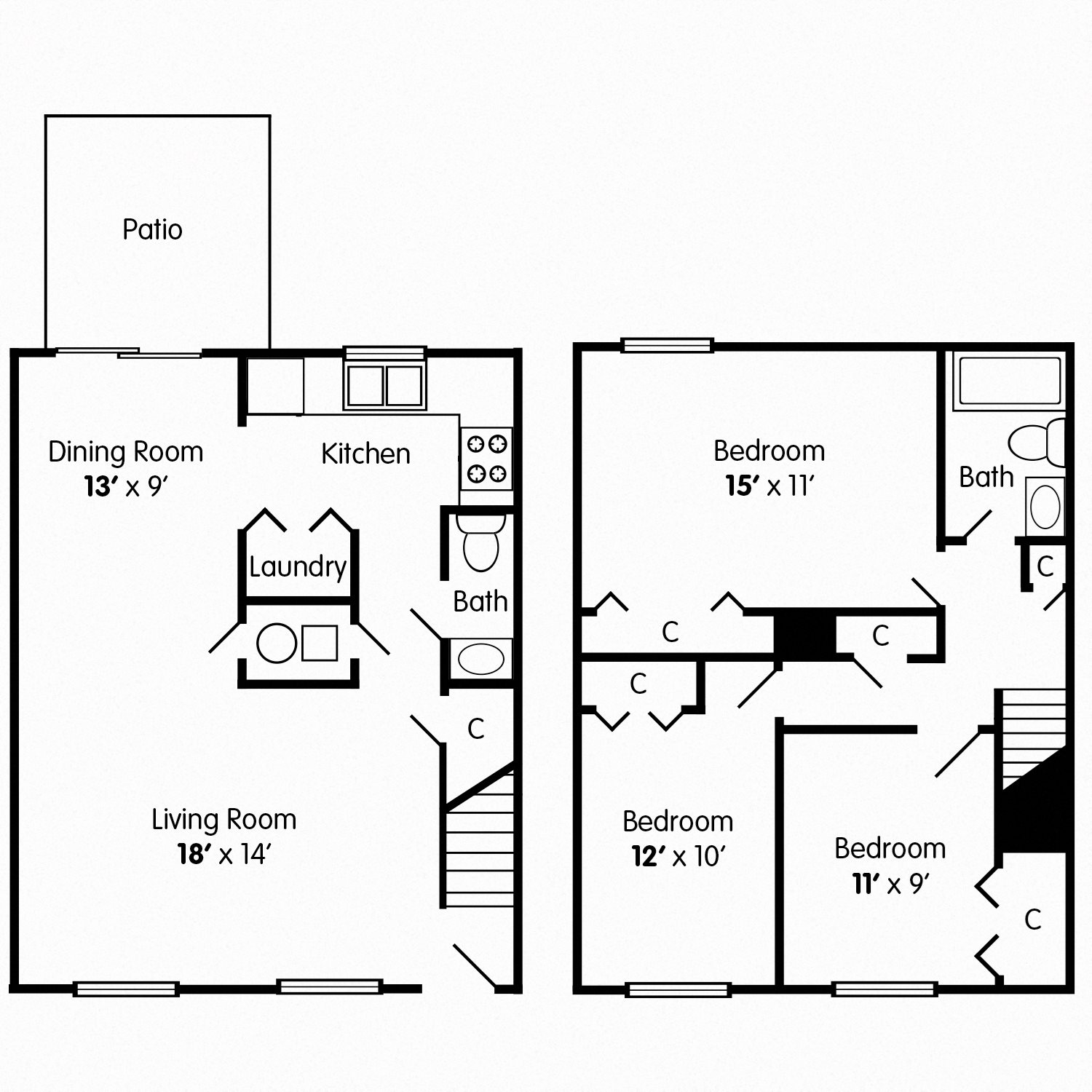 Three Bedroom Townhome Floorplan Lafayette IN Townhome