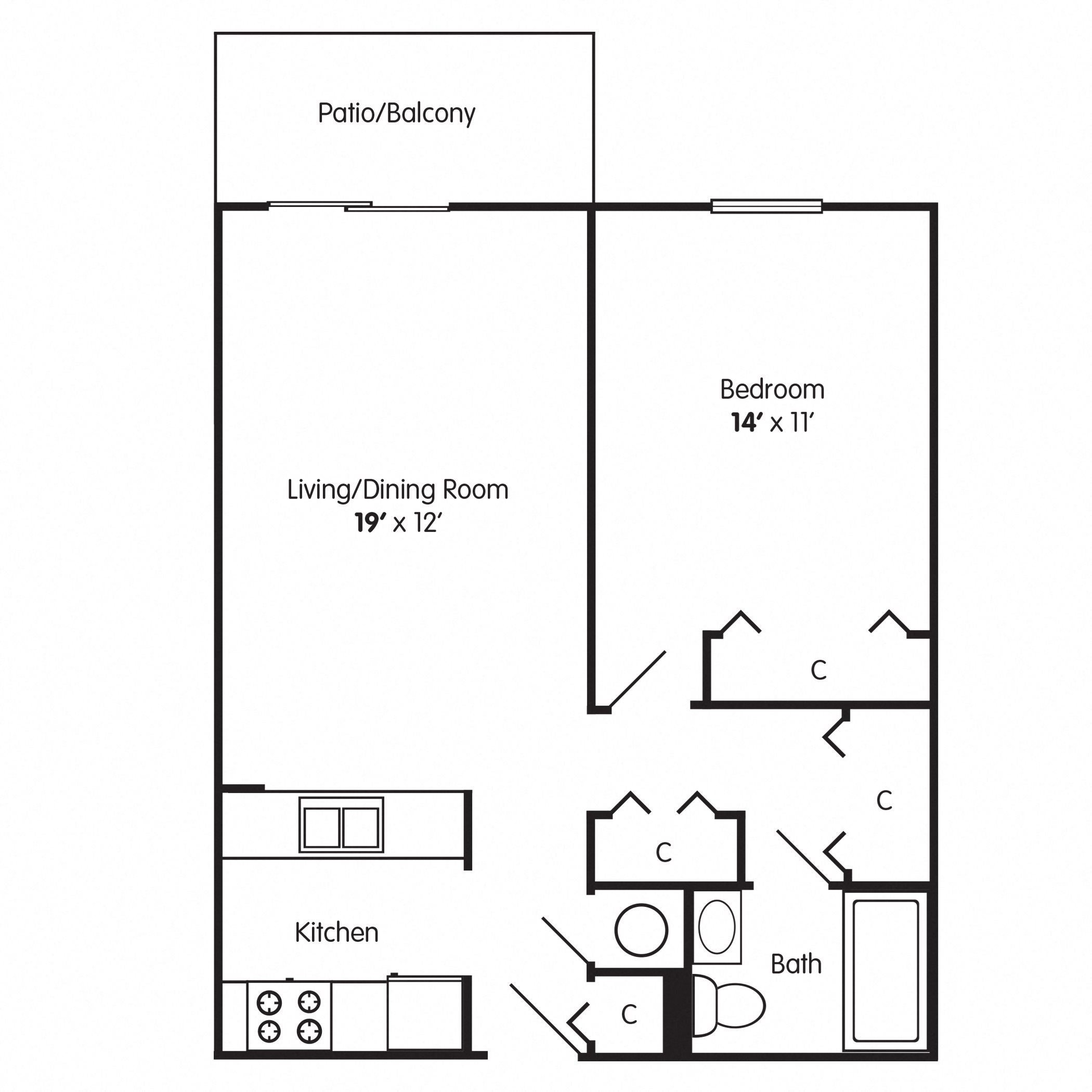 One Bedroom Floorplan 1 Bedroom Apartments Lexington