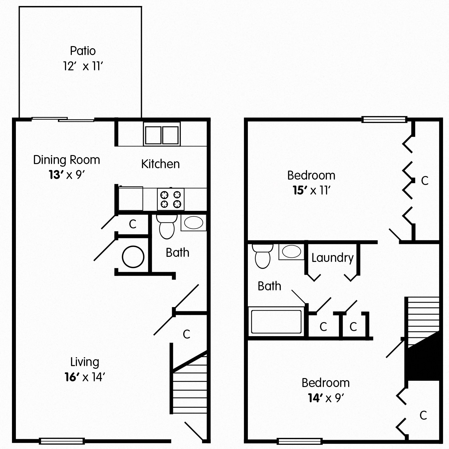 2 Bedroom Townhome Toledo, OH Affordable Apartments in Toledo