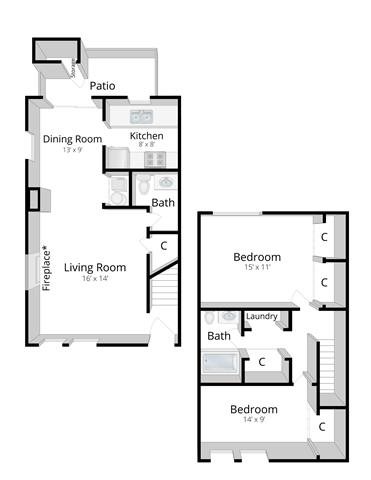 East Indianapolis Two Bedroom Townhome