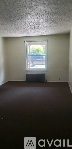 A room with a window and a radiator on the wall.