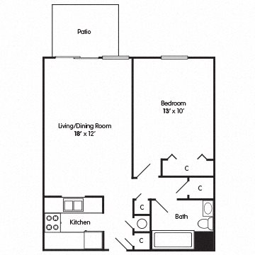 One Bedroom Mobility Impaired Floorplan One Bedroom Floorplan Bloomington Indiana
