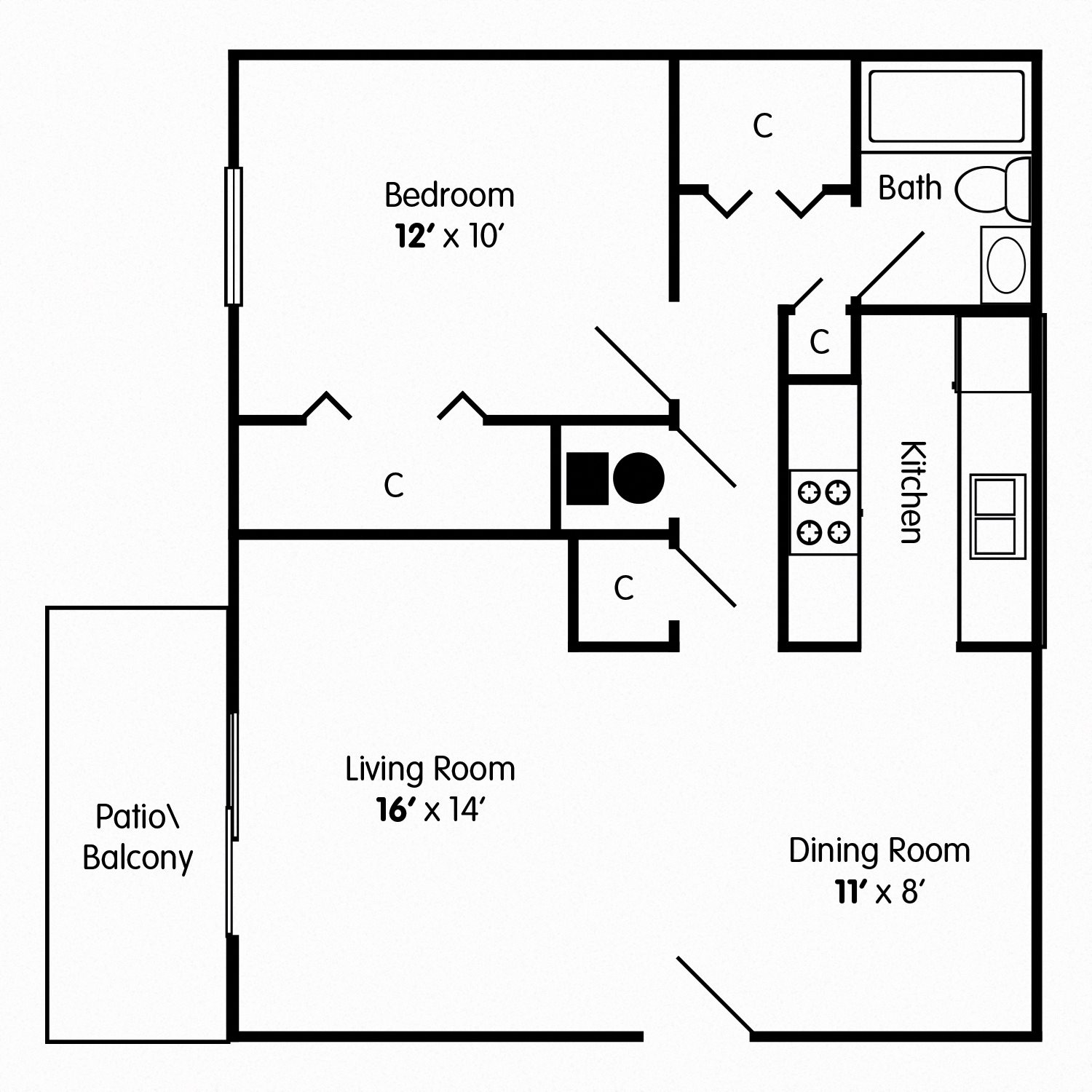 One Bedroom Floorplan One Bedroom Apt Covington KY