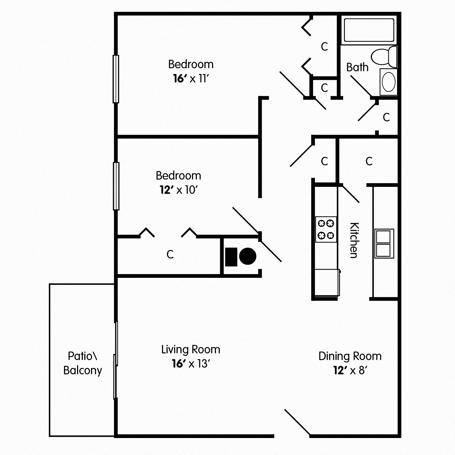 Two Bedroom Floorplan Two Bedroom Apt Covington KY