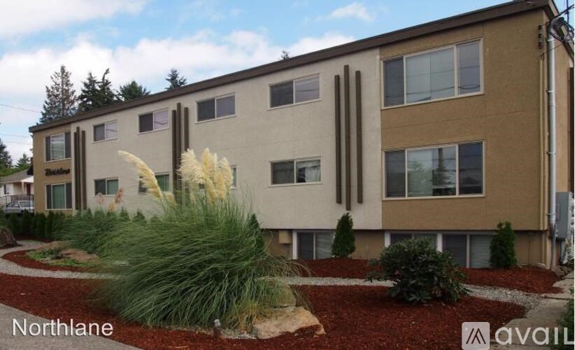 A beige building with the word Northlane on it.