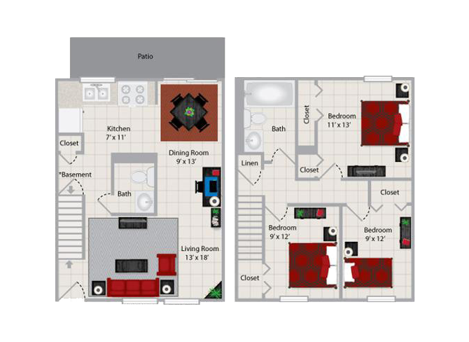 3 Bedroom Townhome in Flint, Michigan Apartment Flint Michigan