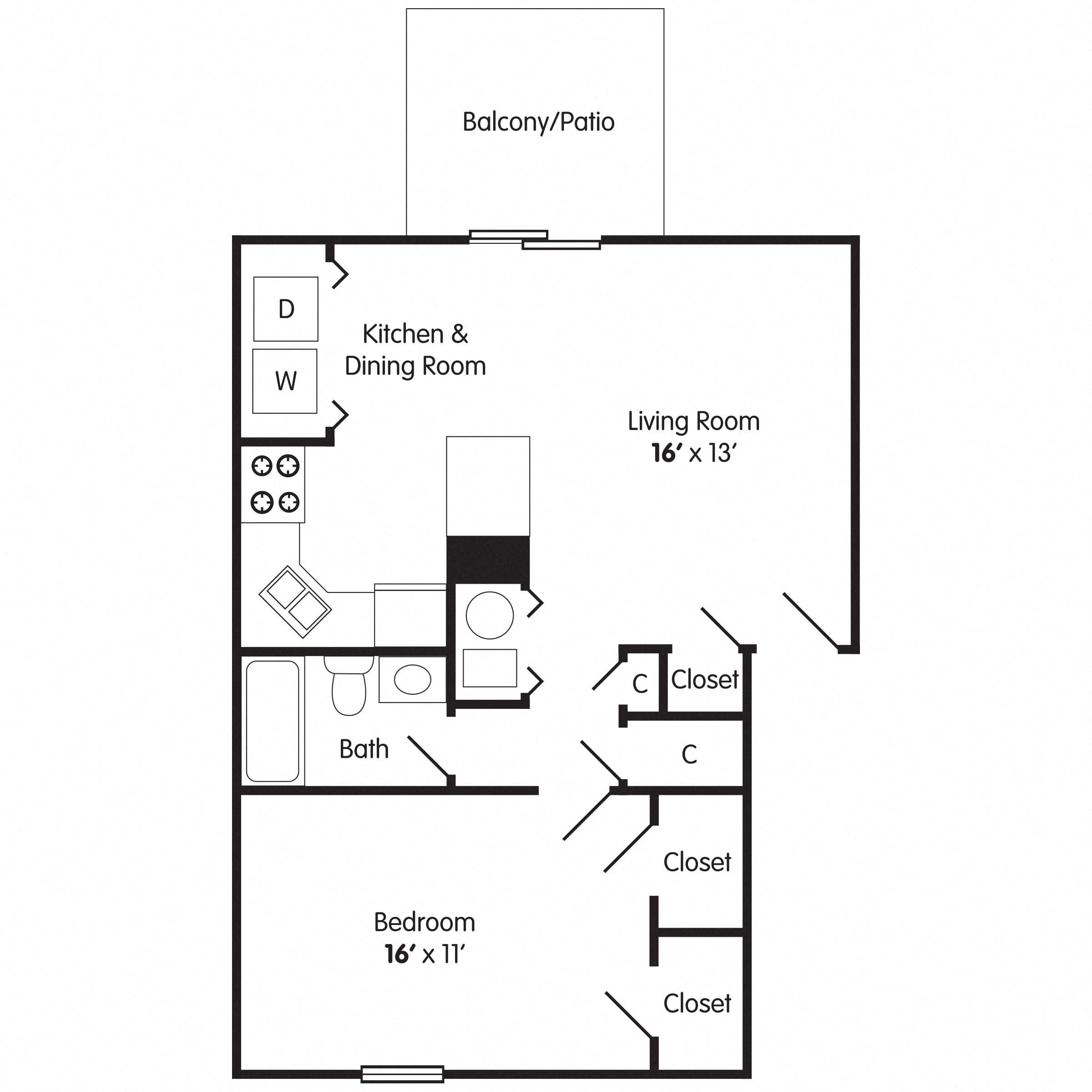 1 Bed 1 Bath Apartment