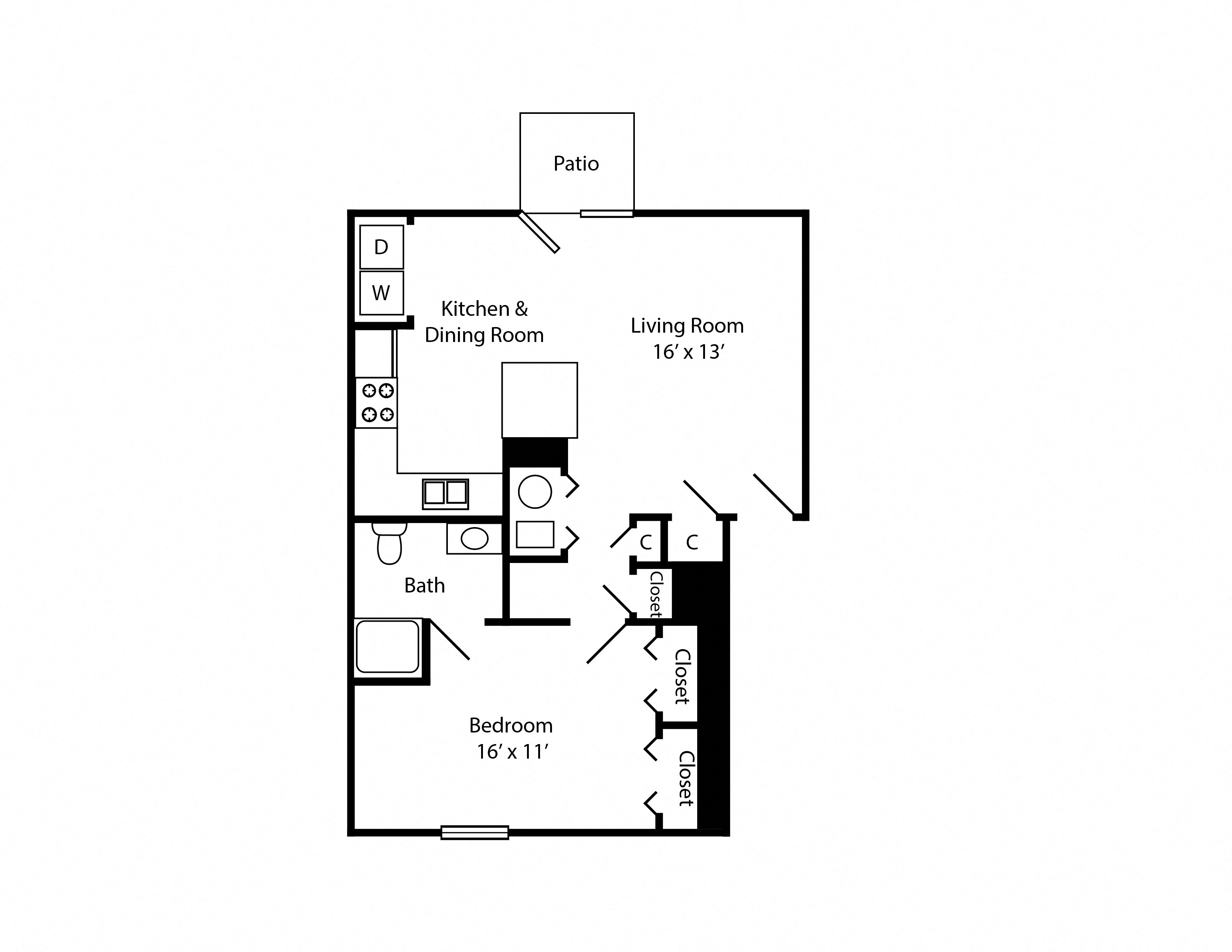 1 Bed 1 Bath Accessible Apartment